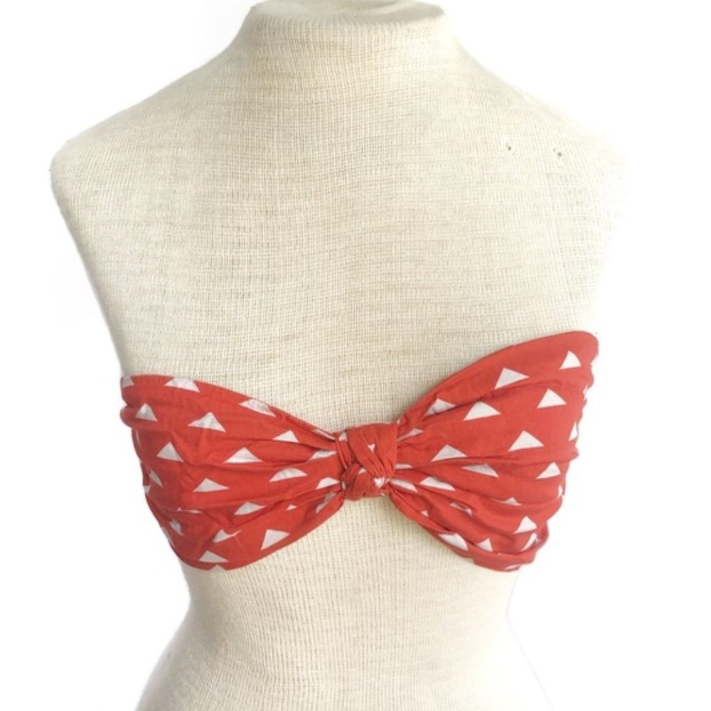 Forever 21 I LOVE H81 Triangle Print Bandeau Top in Burnt Orange/Cream Size Med